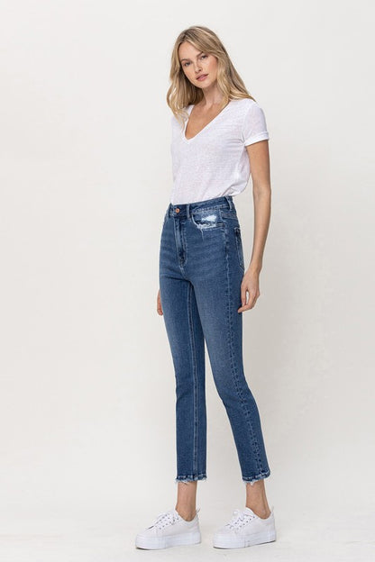 Stretch High Rise Slim Straight Ankle Jean