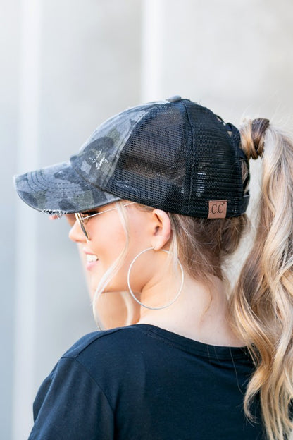 C.C. Camo Criss-Cross Ponytail Caps