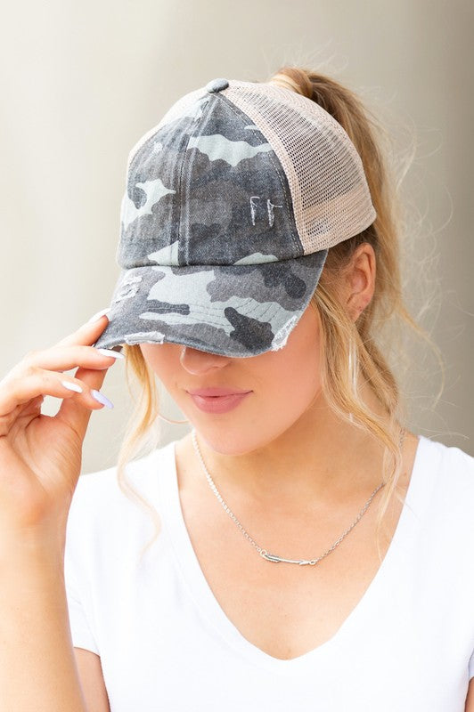 C.C. Camo Criss-Cross Ponytail Caps