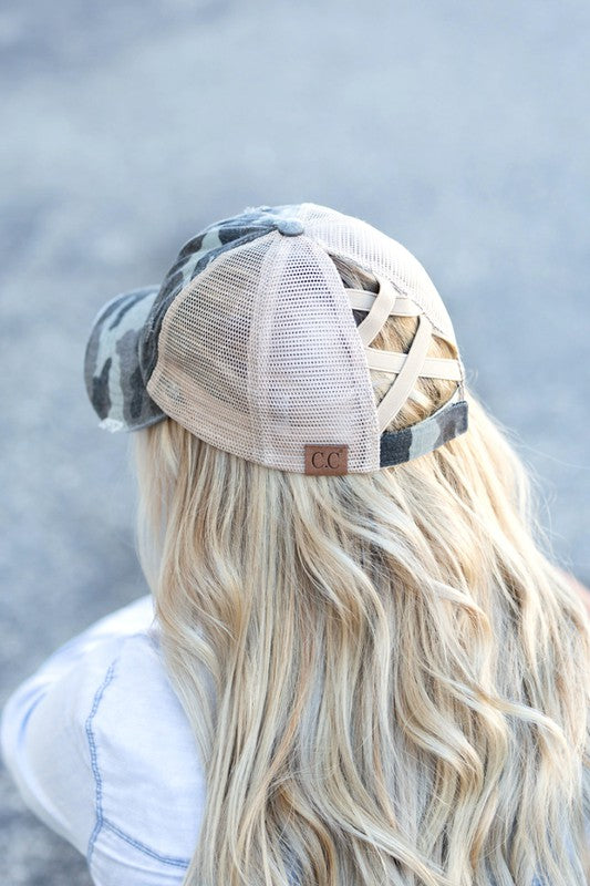 C.C. Camo Criss-Cross Ponytail Caps