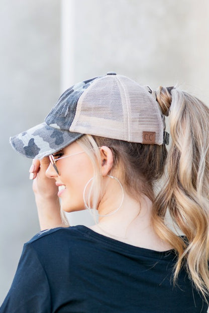 C.C. Camo Criss-Cross Ponytail Caps