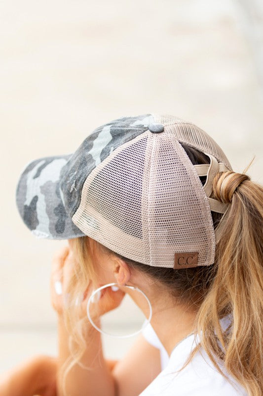 C.C. Camo Criss-Cross Ponytail Caps