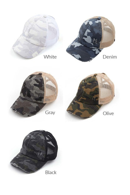 C.C. Camo Criss-Cross Ponytail Caps