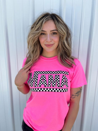 Checkered Mama Tee