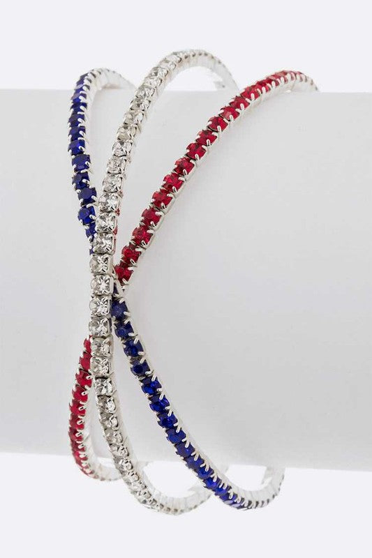 Red White Blue Rhinestone Cuff