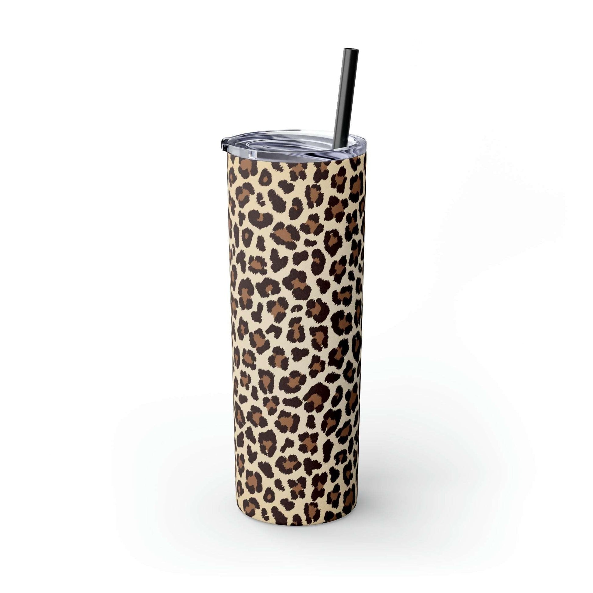 Leopard - Skinny Tumbler with Straw, 20oz Matte / Smooth Black / 20oz