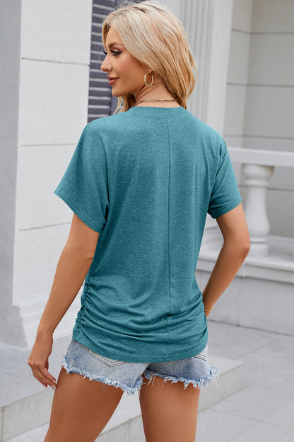 Round Neck Flutter Sleeve T-Shirt