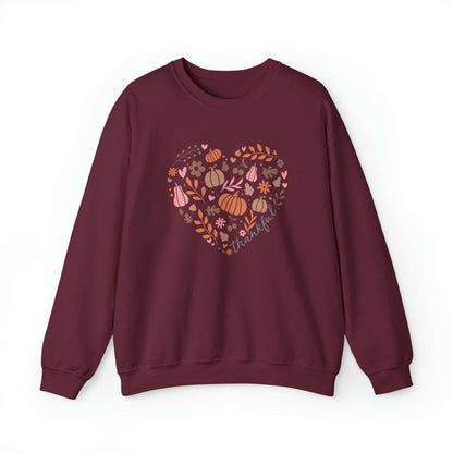 Thankful Heart -  Heavy Blend™ Crewneck Sweatshirt S / Maroon