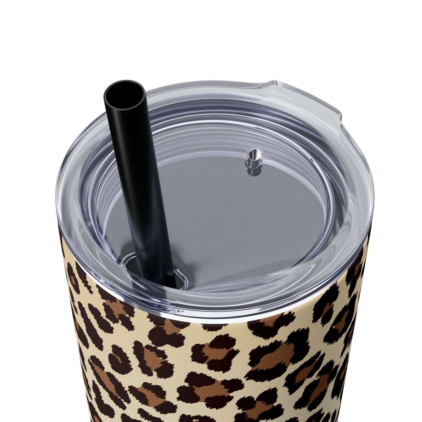 Leopard - Skinny Tumbler with Straw, 20oz Matte / Smooth Black / 20oz