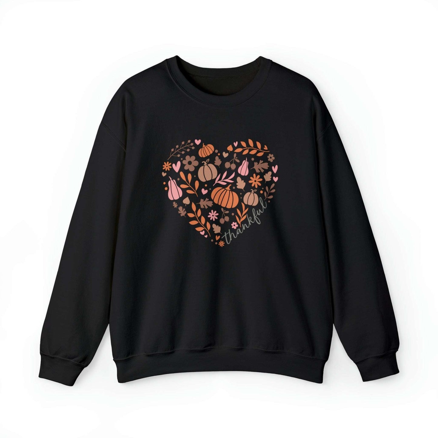 Thankful Heart -  Heavy Blend™ Crewneck Sweatshirt S / Black