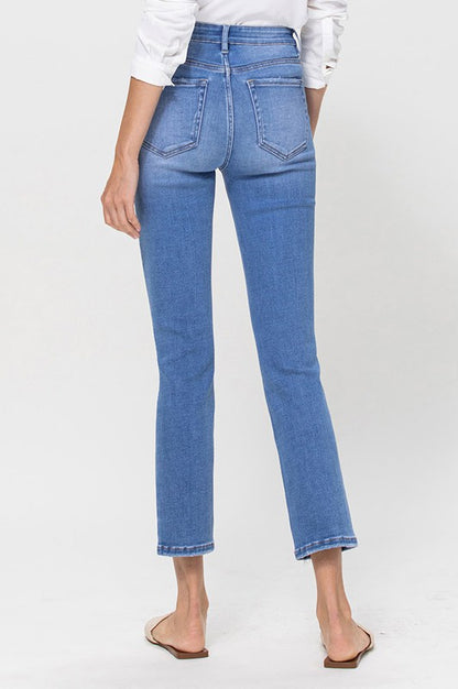 High Rise Stretch Crop Slim Straight Jeans