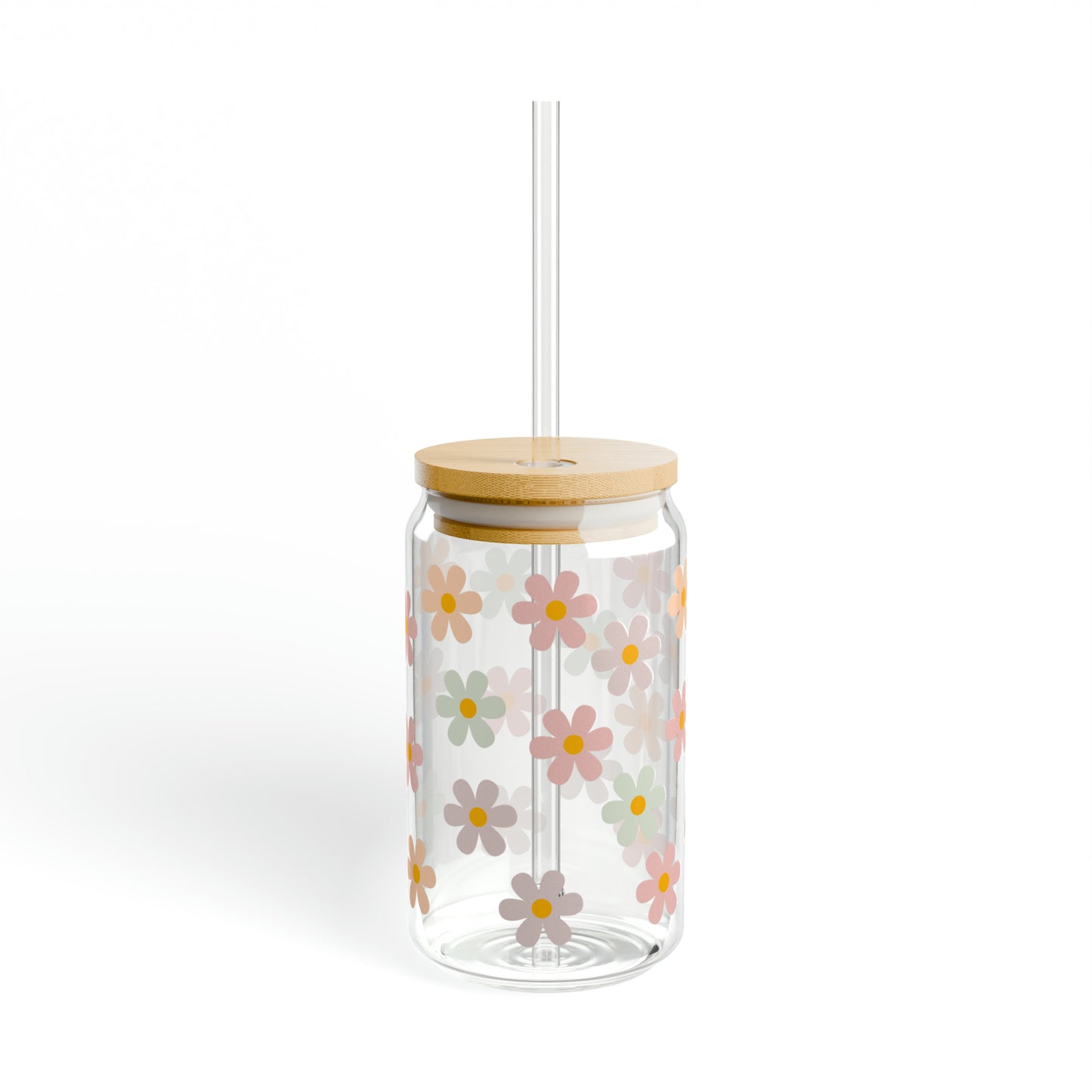 Pastel Flowers Sipper Glass, 16oz