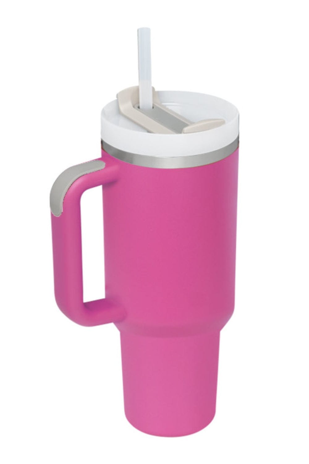 Stainless Steel Tumbler with Upgraded Handle and Straw Hot Pink / One Size