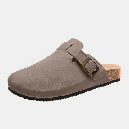 Suede Closed Toe Buckle Slide Charcoal / 6