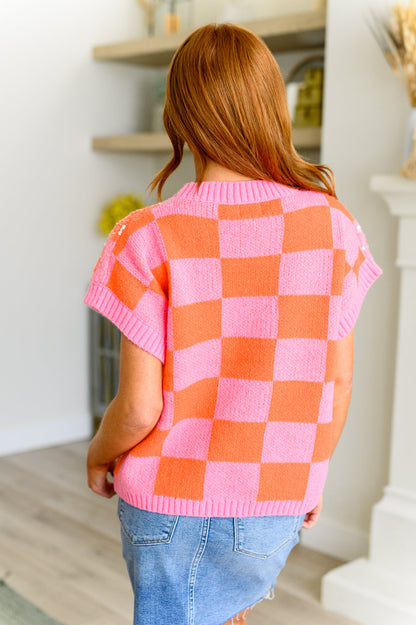 Dazzle Me Checkered Sequin Top