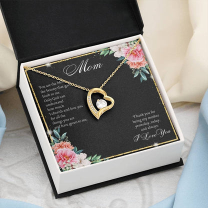 Forever Love Necklace for Her 18k Yellow Gold Finish / Standard Box / Mom