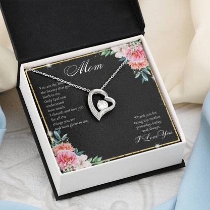 Forever Love Necklace for Her 14k White Gold Finish / Standard Box / Mom