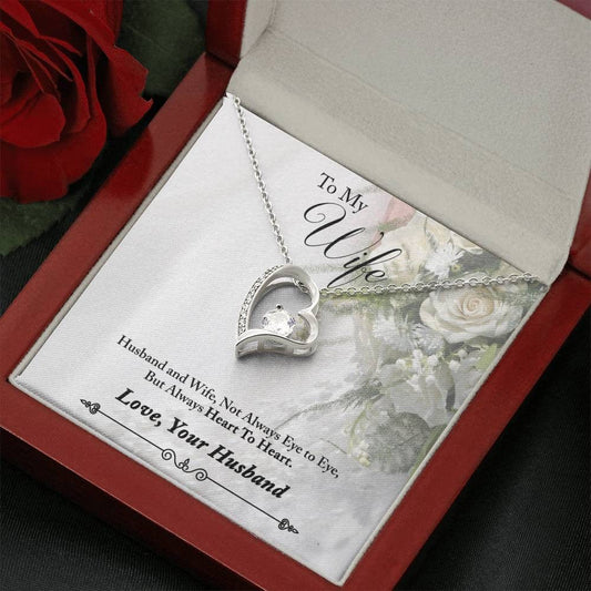 Forever Love Necklace for Her 14k White Gold Finish / Luxury Box / Wife