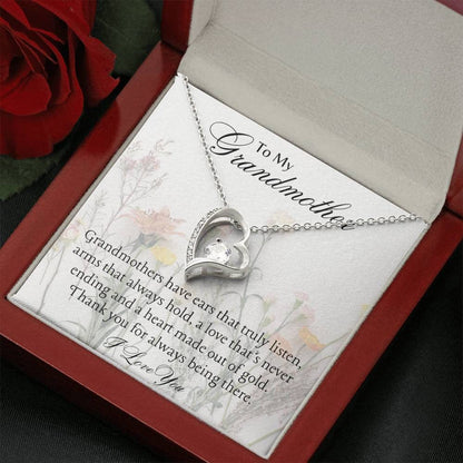 Forever Love Necklace for Her 14k White Gold Finish / Luxury Box / Grandmother