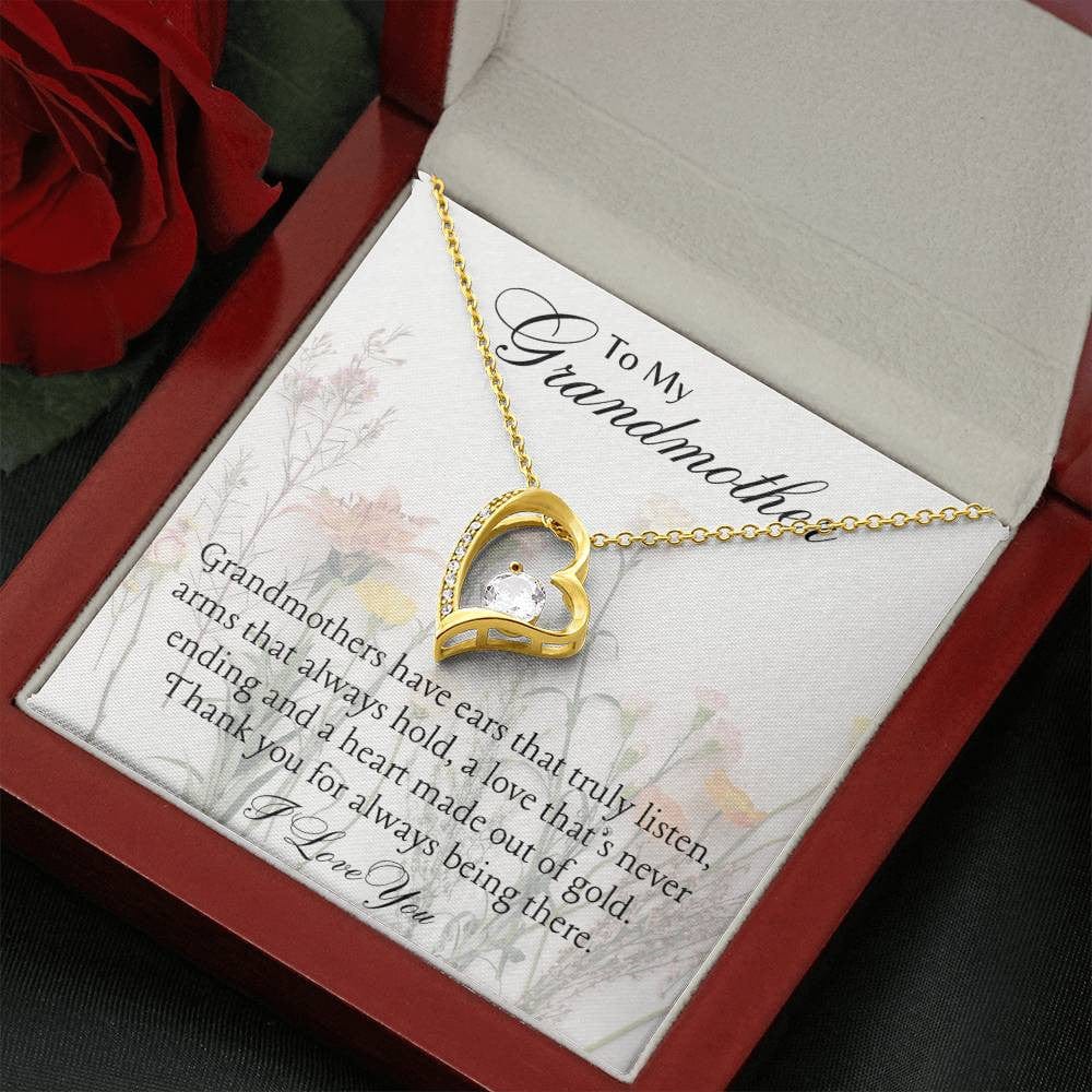 Forever Love Necklace for Her 18k Yellow Gold Finish / Luxury Box / Grandmother