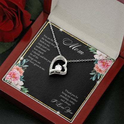 Forever Love Necklace for Her 14k White Gold Finish / Luxury Box / Mom