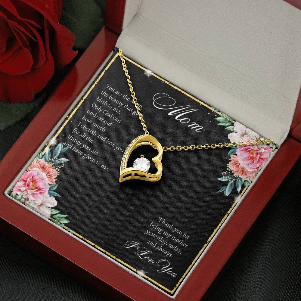 Forever Love Necklace for Her 18k Yellow Gold Finish / Luxury Box / Mom