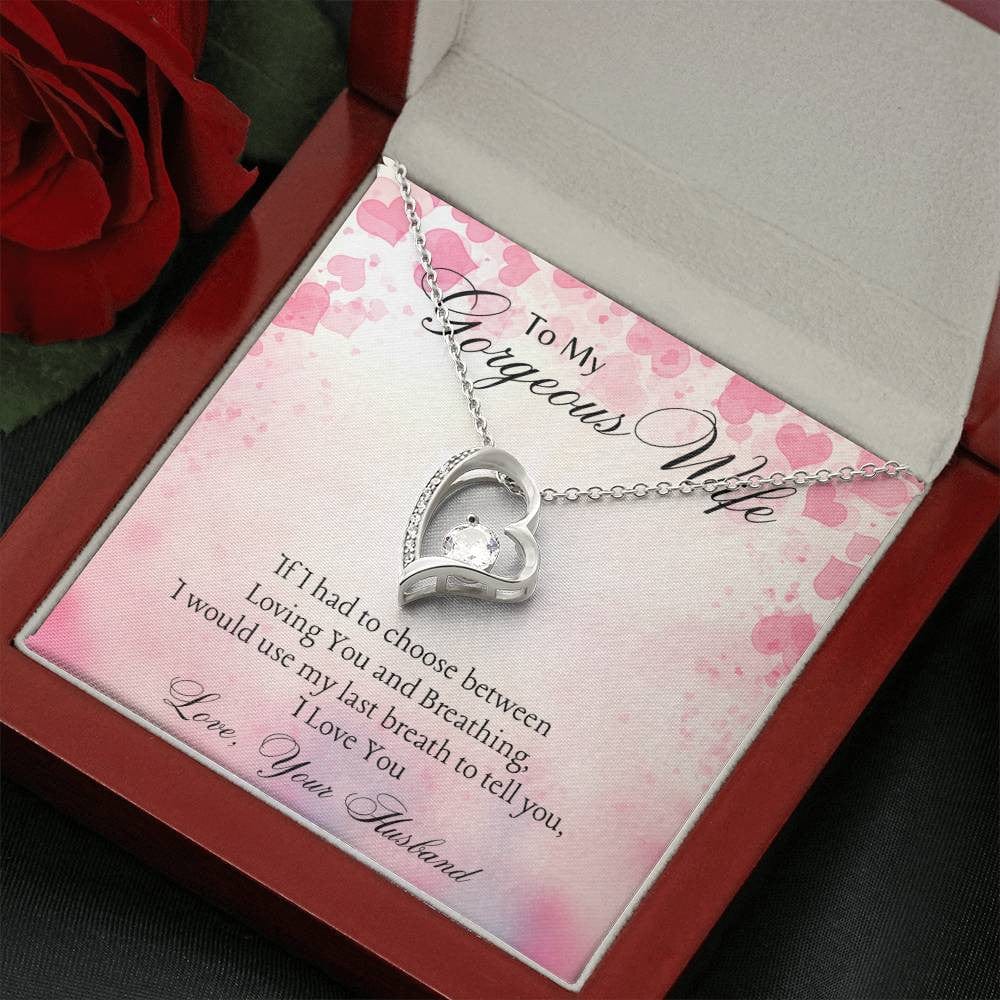Forever Love Necklace for Her 14k White Gold Finish / Luxury Box / Gorgeous Wife