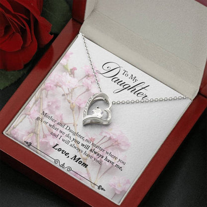 Forever Love Necklace for Her 14k White Gold Finish / Luxury Box / Daughter