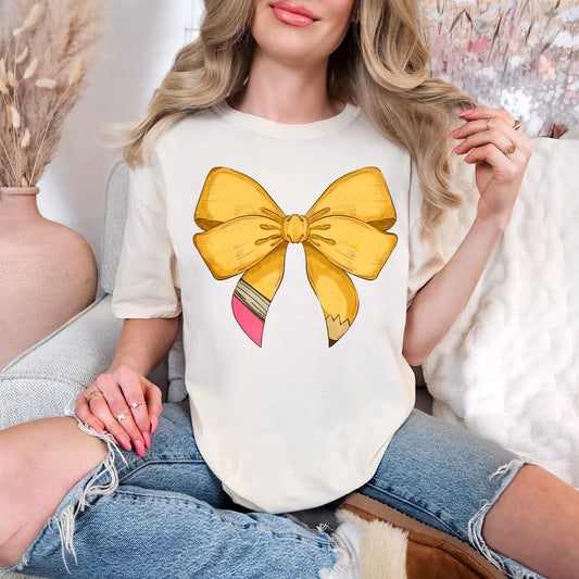 PREORDER: ADULT Pencil Bow Graphic Tee
