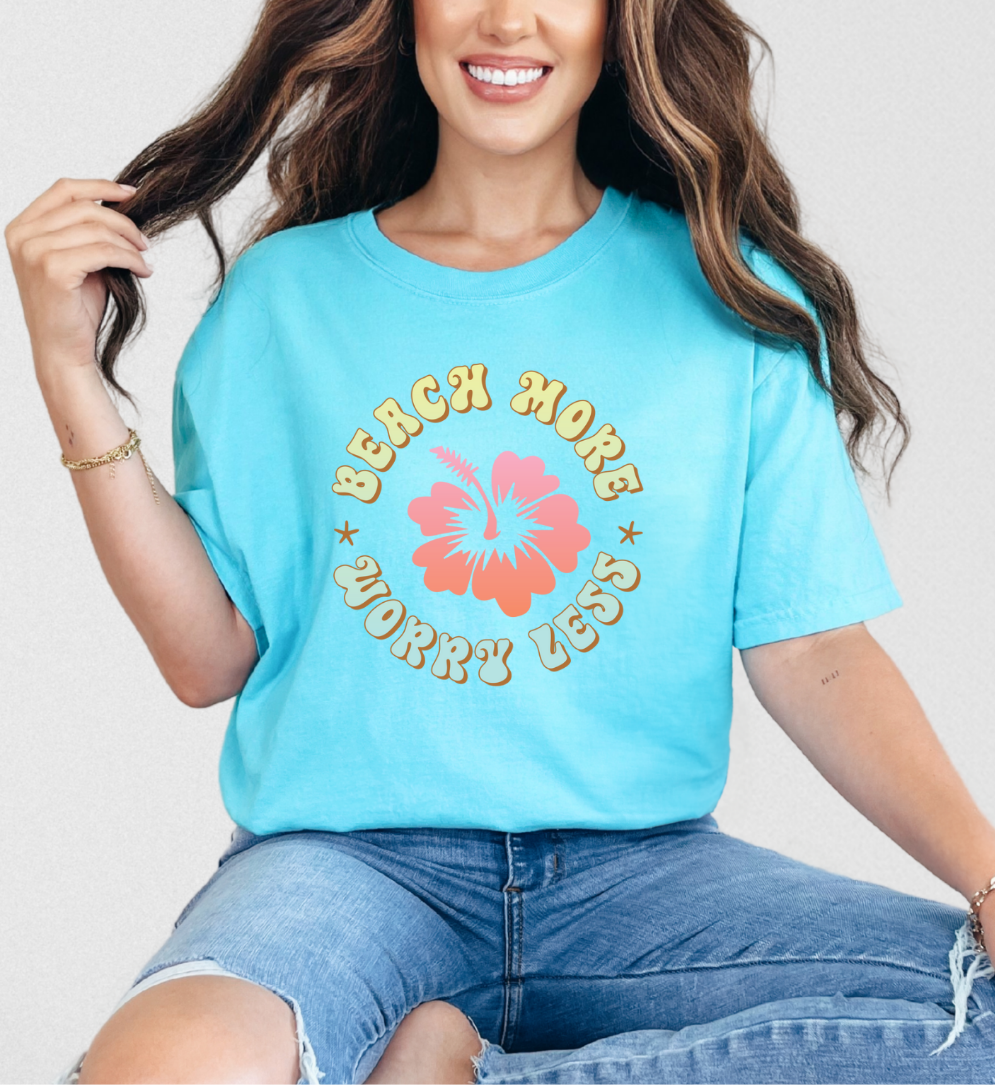 Beach More Worry Less - Graphic Tee