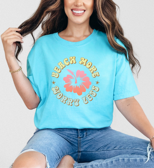 Beach More Worry Less - Graphic Tee