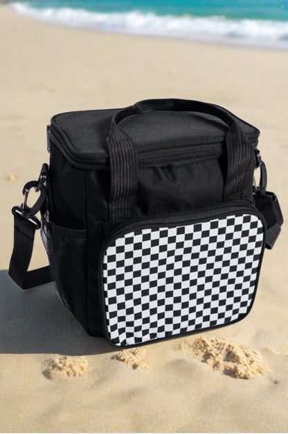 Insulated Checked Tote in Black