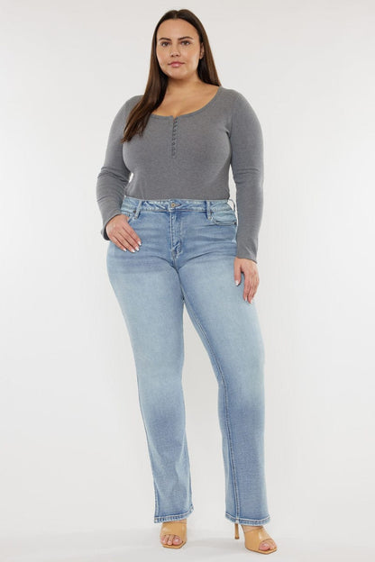 Kancan Full Size Mid Rise Y2K Slit Bootcut Jeans Medium / 16W