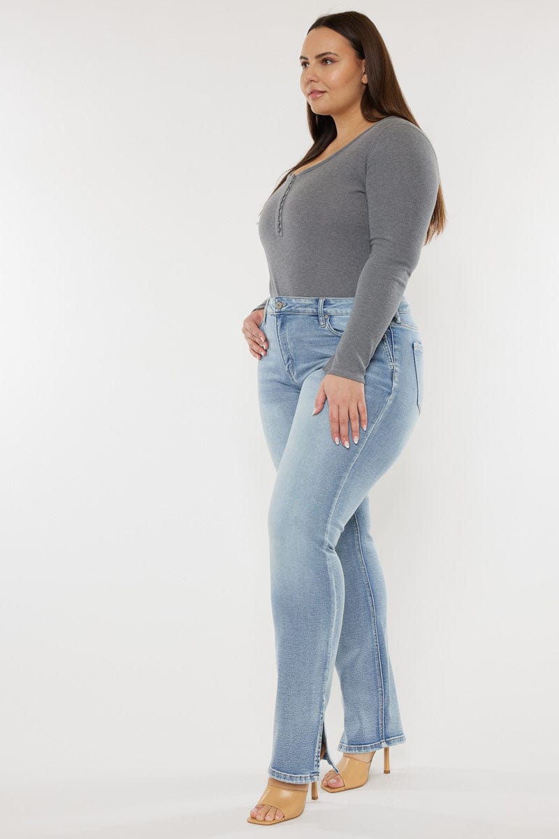 Kancan Full Size Mid Rise Y2K Slit Bootcut Jeans