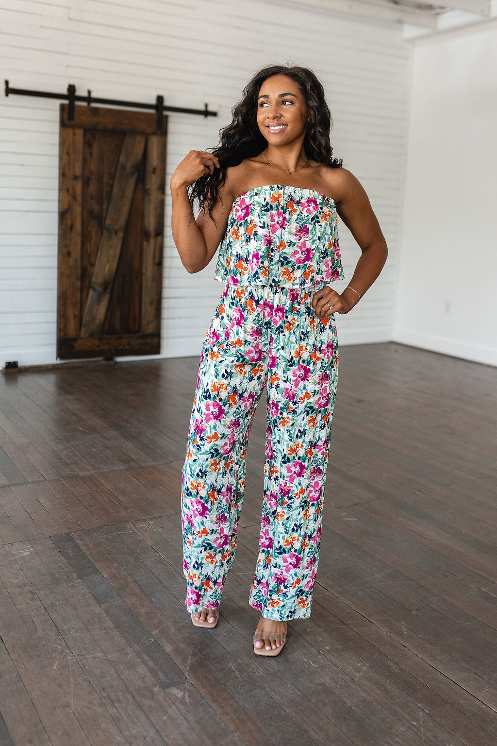 Life of the Party Floral Jumpsuit in Green Floral