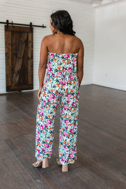 Life of the Party Floral Jumpsuit in Green Floral
