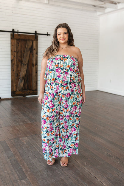 Life of the Party Floral Jumpsuit in Green Floral