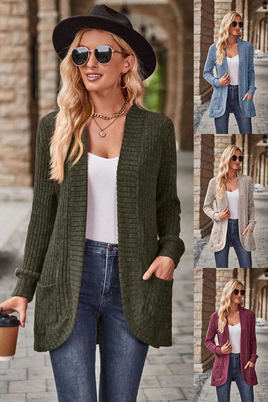 Open Front Cardigan with Pockets