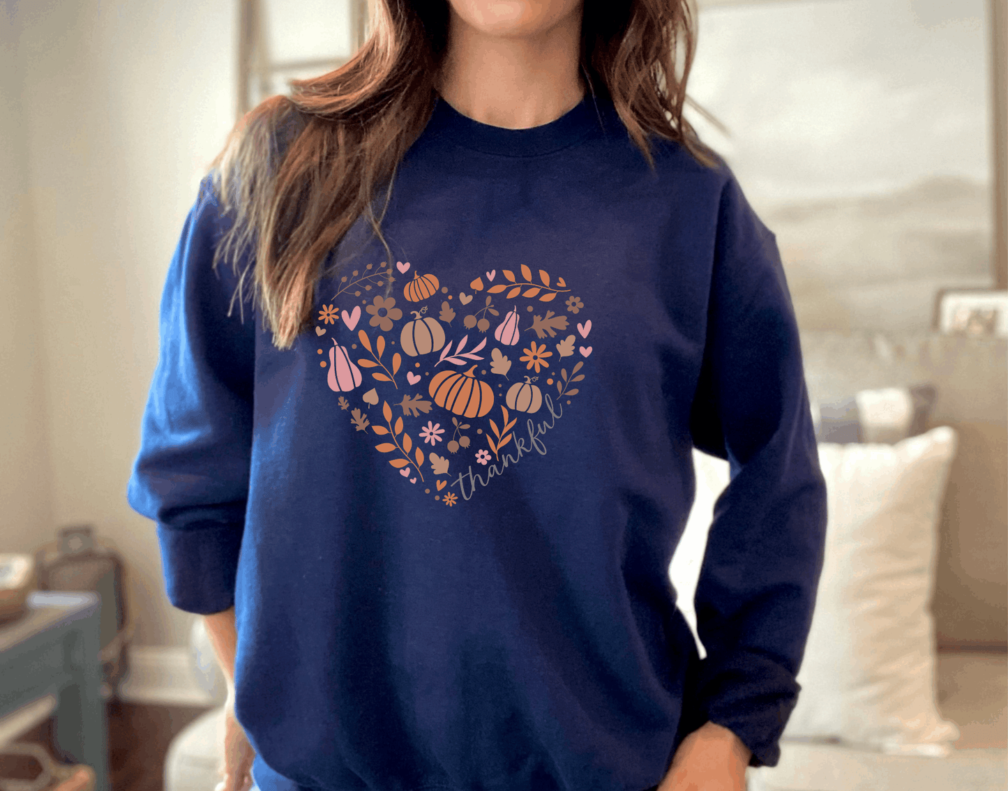 Thankful Heart -  Heavy Blend™ Crewneck Sweatshirt S / Navy