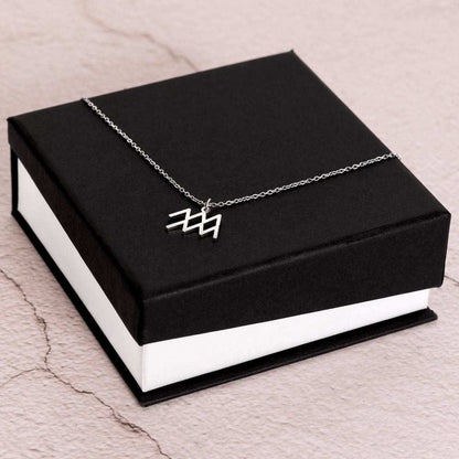 Zodiac Symbol Necklace Polished Stainless Steel / Standard Box / Aquarius