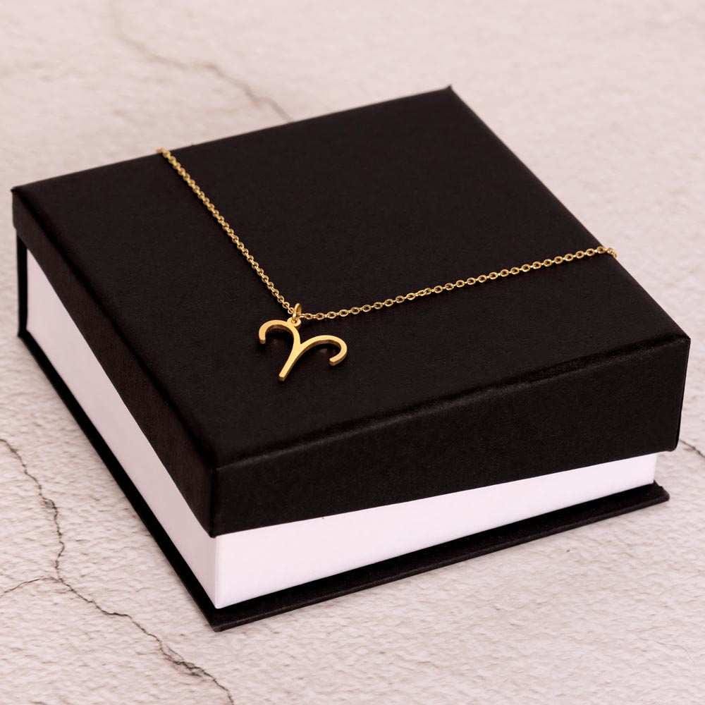 Zodiac Symbol Necklace 18k Yellow Gold Finish / Standard Box / Aries