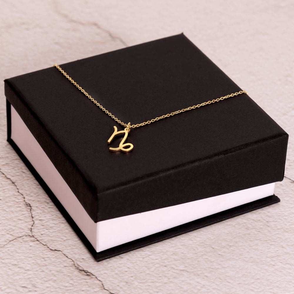 Zodiac Symbol Necklace 18k Yellow Gold Finish / Standard Box / Capricorn