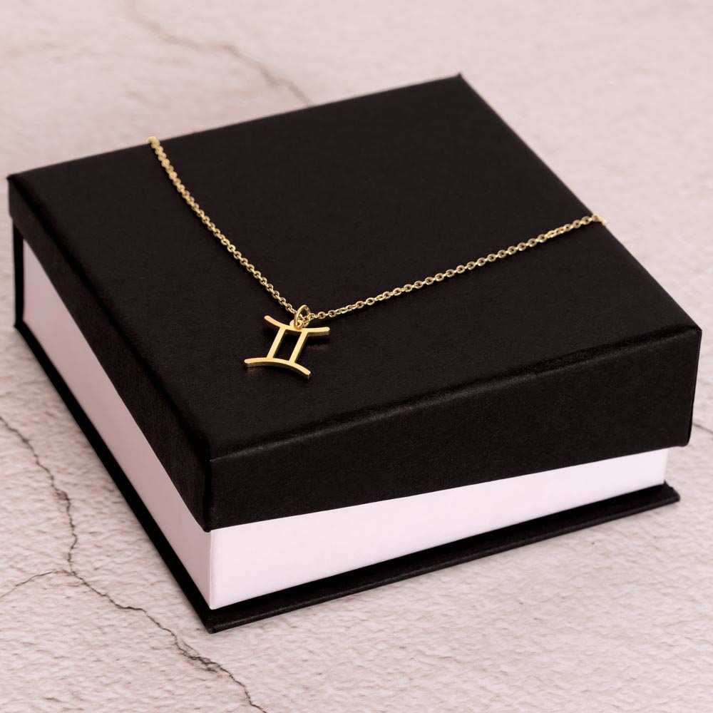 Zodiac Symbol Necklace 18k Yellow Gold Finish / Standard Box / Gemini