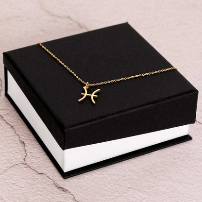 Zodiac Symbol Necklace 18k Yellow Gold Finish / Standard Box / Pisces