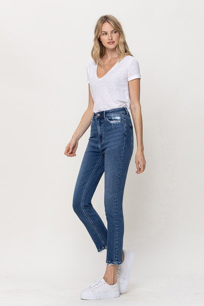 Stretch High Rise Slim Straight Ankle Jean