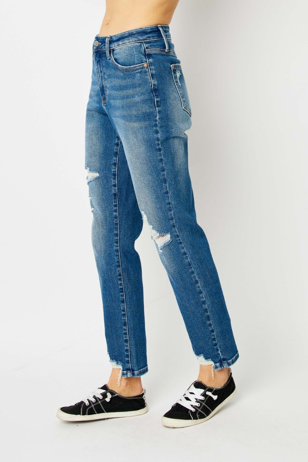 Queen of Hearts Distressed Boyfriend Fit Jeans