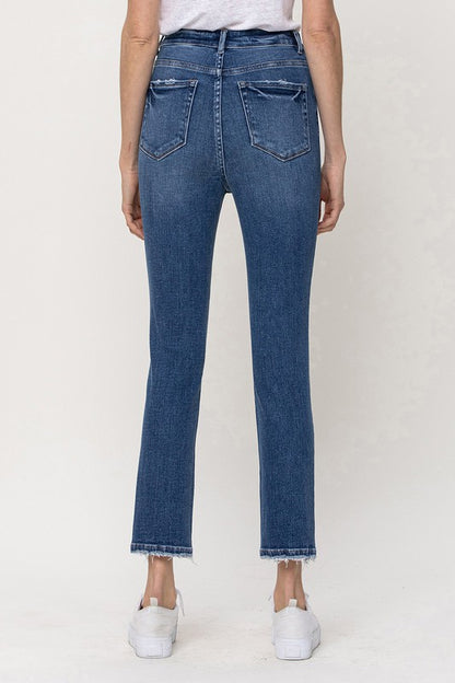 Stretch High Rise Slim Straight Ankle Jean