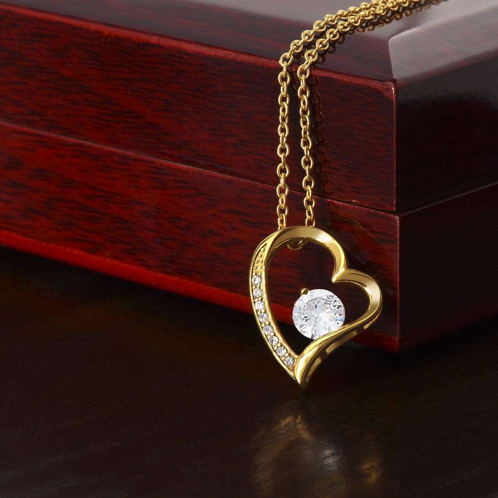 Forever Love Necklace, 14K white or 18K Yellow Gold 18k Yellow Gold Finish / Luxury Box
