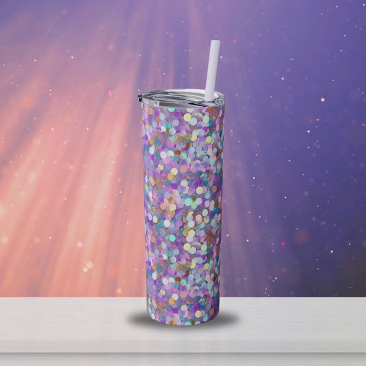 Lilac Glitter - Skinny Tumbler with Straw, 20oz
