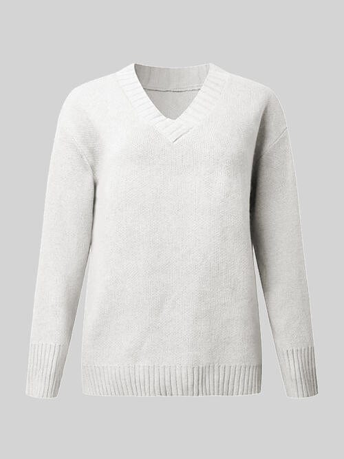 V-Neck Long Sleeve Knit Sweater